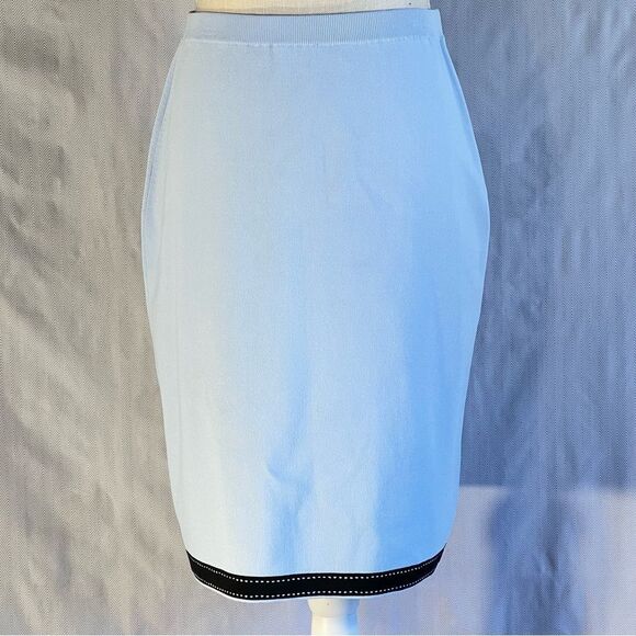 Grace Dane Lewis Dresses & Skirts - Grace Dane Lewis Light Blue Sweater Knit Pencil Skirt Black Trim at the Hem S